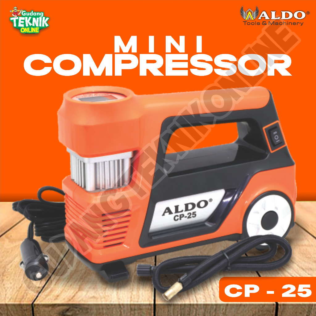 Mini Compressor ALDO CP-25 / Auto Air Compresor - Kompresor Pompa Angin Ban Otomatis CP25 ALDO