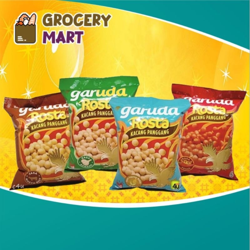 

GARUDA ROSTA Kacang Panggang 12gr x 10pcs RENCENG Pedas Bawang Jagung Bakar