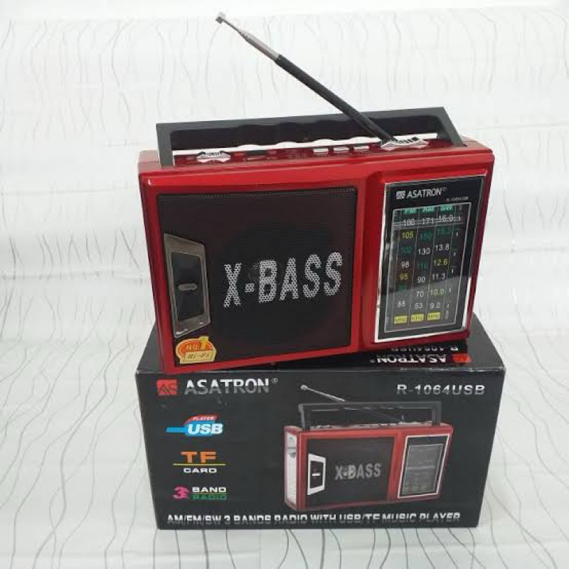 Radio Asatron R-1064USB AM/FM/SW 3Bands Radio With USB/TF Music Player + Senter LED Rechargeable