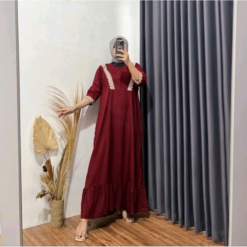 Gamis Rempel Polos Renda Home Dress Rayon Premium