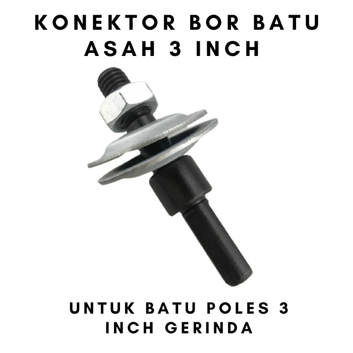 Adaptor Bor Spindle Mandrel M10 Untuk Mata Polishing Shaft 77mm Konektor Bor Untuk Batu Duduk 3 Inch