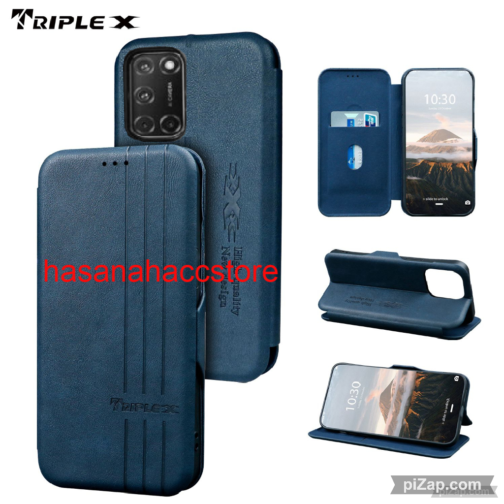 CASE UNTUK HP OPPO A52 OPPO A92 CASE FLIP KULIT DOMPET MOTIF LEATHER WALLETE