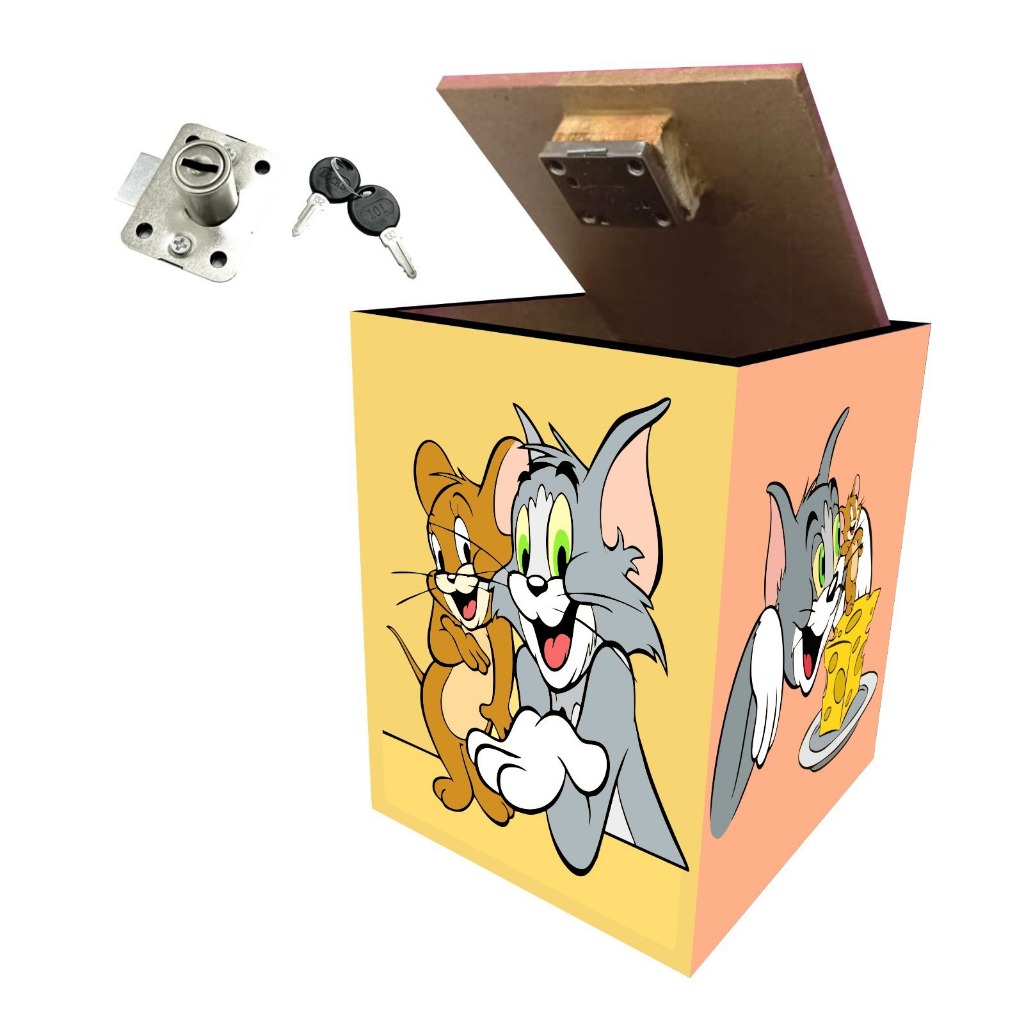 Celengan kunci gembok unik karakter kartun anak celengan kotak gambar kartun