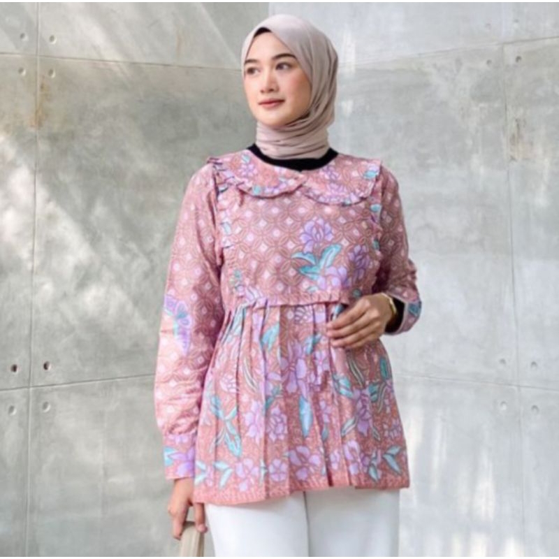 Bstik Wanita | Baju Batik Wanita | Atasan Blouse Batik Wanita Size S M L XL XXL