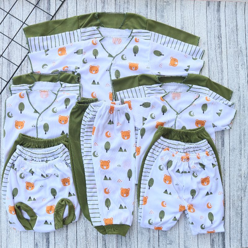 Paket 18 Pcs Baju Bayi Baru Lahir Seri Hijau / 18Pcs Baju Bayi Baeu Lahir