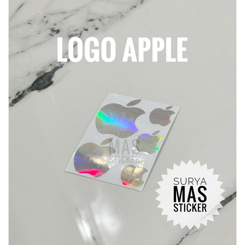 stiker logo apple apel hologram motor