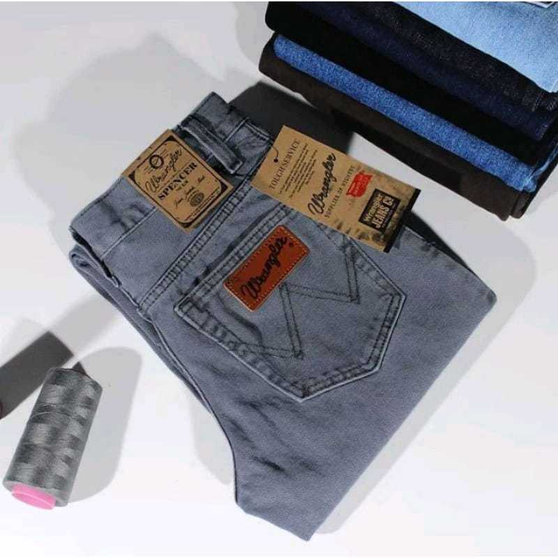 WRANGLER CELANA JEANS PRIA STANDAR JEANS COWOK WARNA ABU HITAM BIOBLITZ CREAM UKURAN 28-38