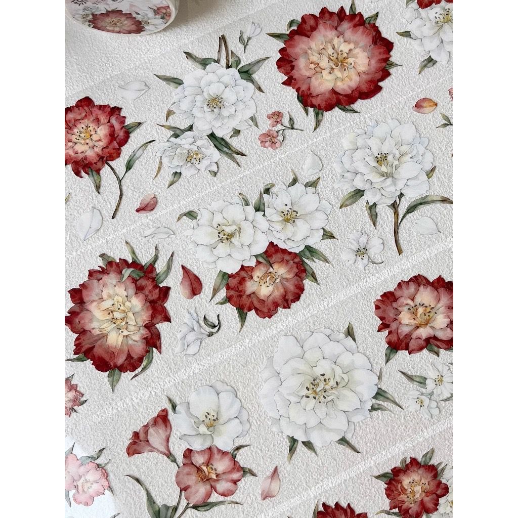 

(Kiricart) ZIYUANSU Rossasto Flower Sticker PET & Washi Tape Scrapbook Journal DIY