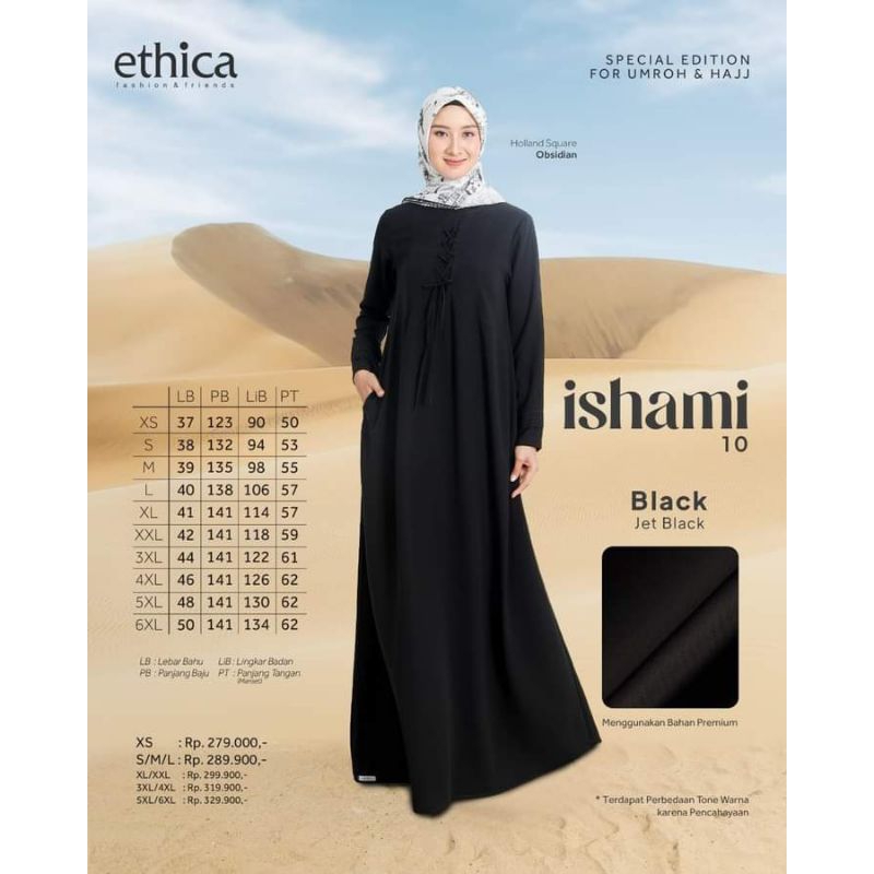 gamis ethica hitam polos ishami 10 black