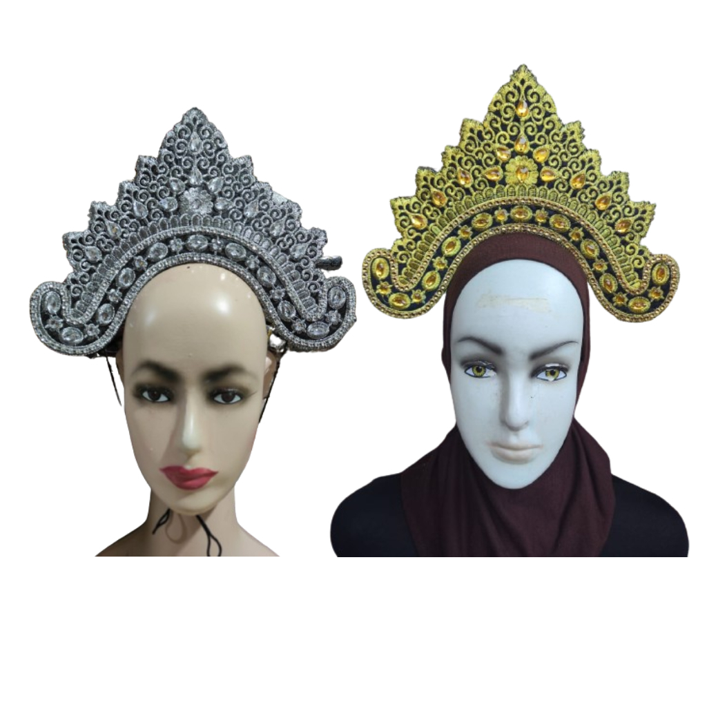 MAHKOTA TARI SIGER KOSTUM KARNAVAL BORDIR DILENGKAPI SPON DIHIASI SWAROVSKI PAYET MOTIF BALI