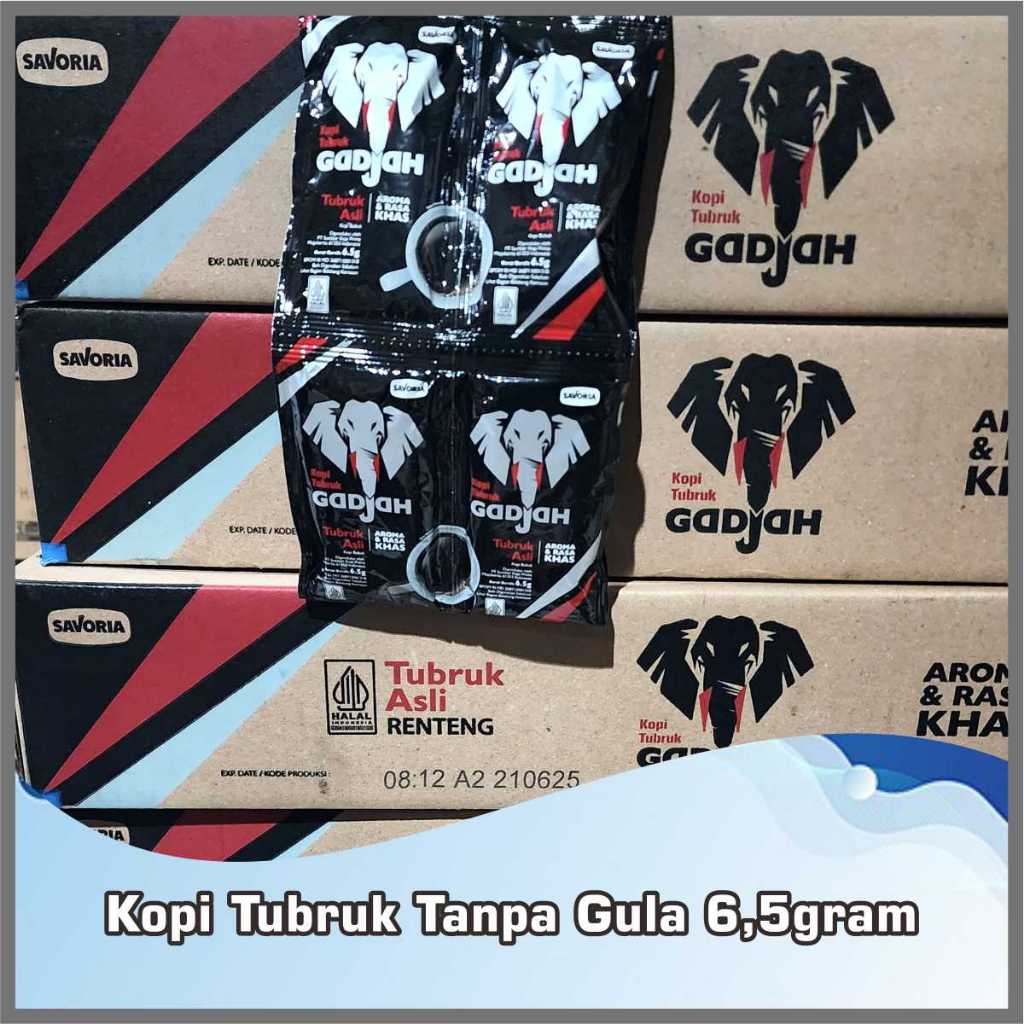 Kopi Hitam Gajah Tubruk Kemasan Renteng 6,5gr Tanpa Gula