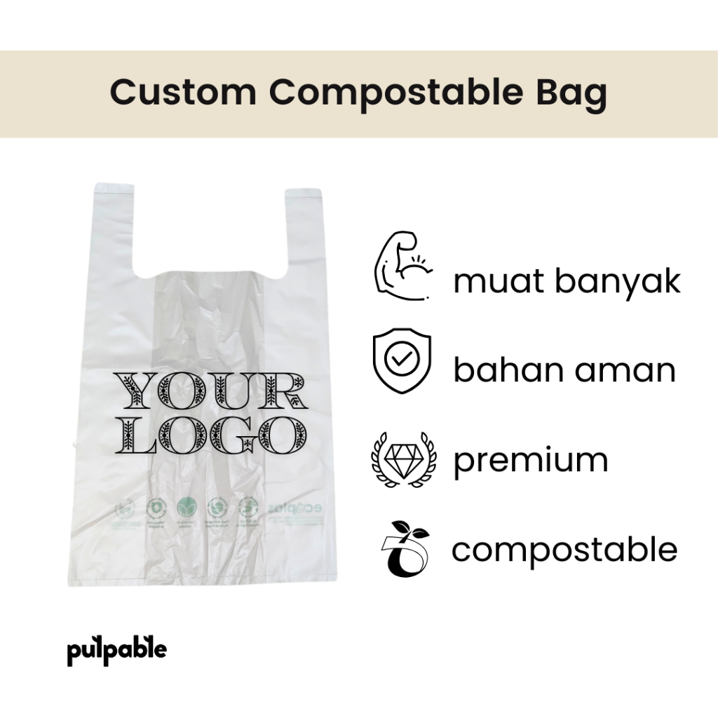 

Custom Compostable bag / tas belanja compostable / sablon kresek ramah lingkungan - biodegradable