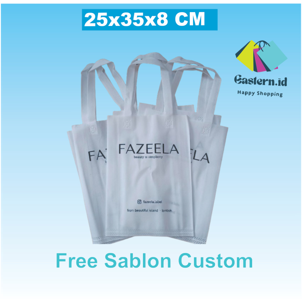 

1 HARI BERES Sablon Custom Tas tali25x35x10cm tas sablon spunbon goodiebag