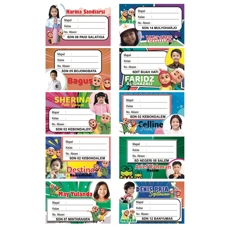 

label sticker buku mata pelajaran nama maple sekolah