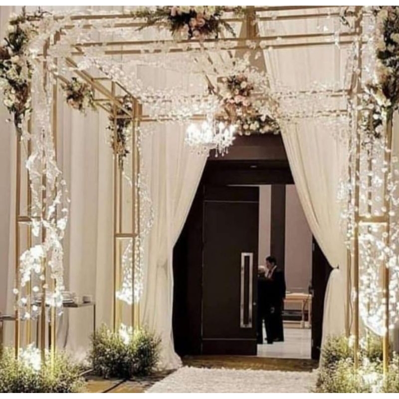 GAZEBO JALAN DOUBLE GAPURA PINTU MASUK PERGOLA BACKDROP BESI DEKORASI