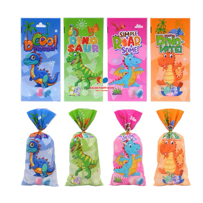 

(DINO COLORFUL 1 PACK ISI 50 LBR) Plastik Bingkisan KECIL / Plastik Ulang Tahun Souvenir Murah Size S