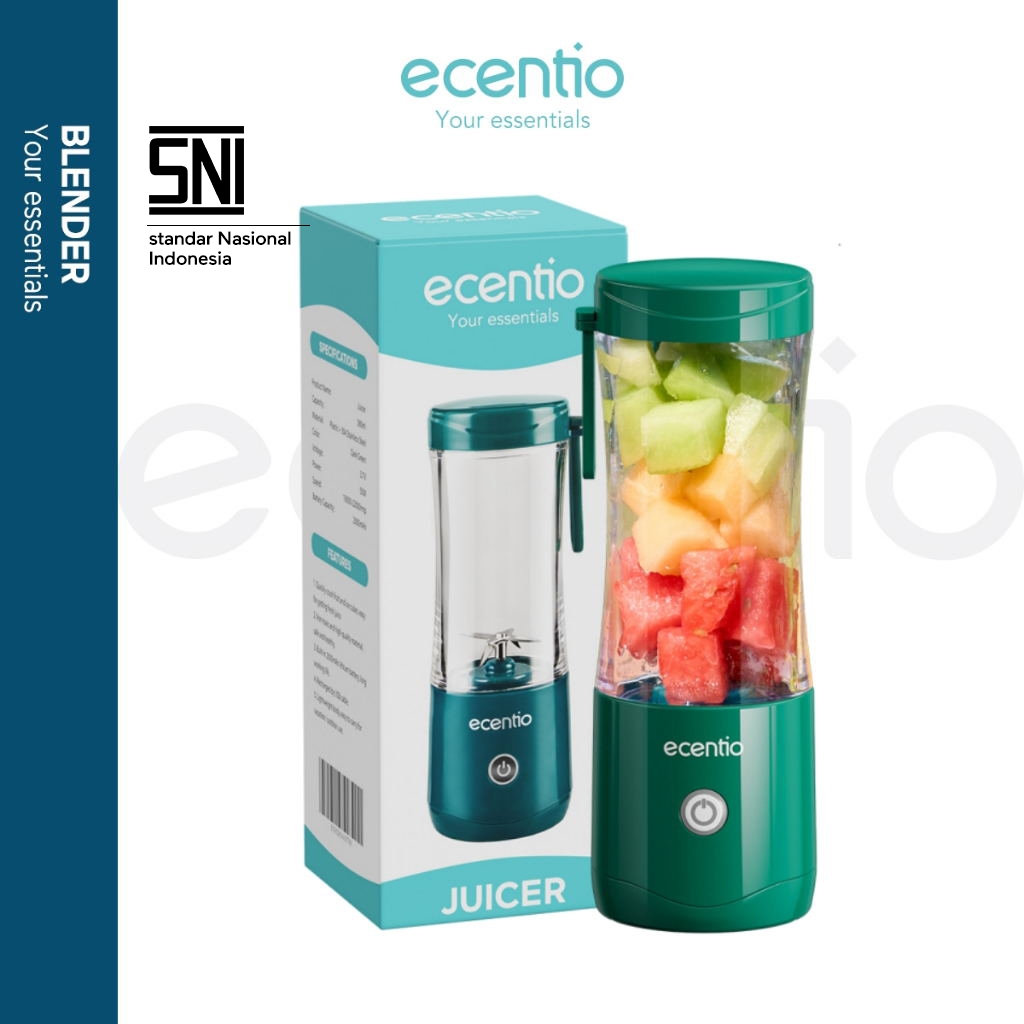 ecentio Mini juicer Blender Jus Portabel 6 mata pisau cangkir Mini Juicer 380ml kaca menebal cangkir