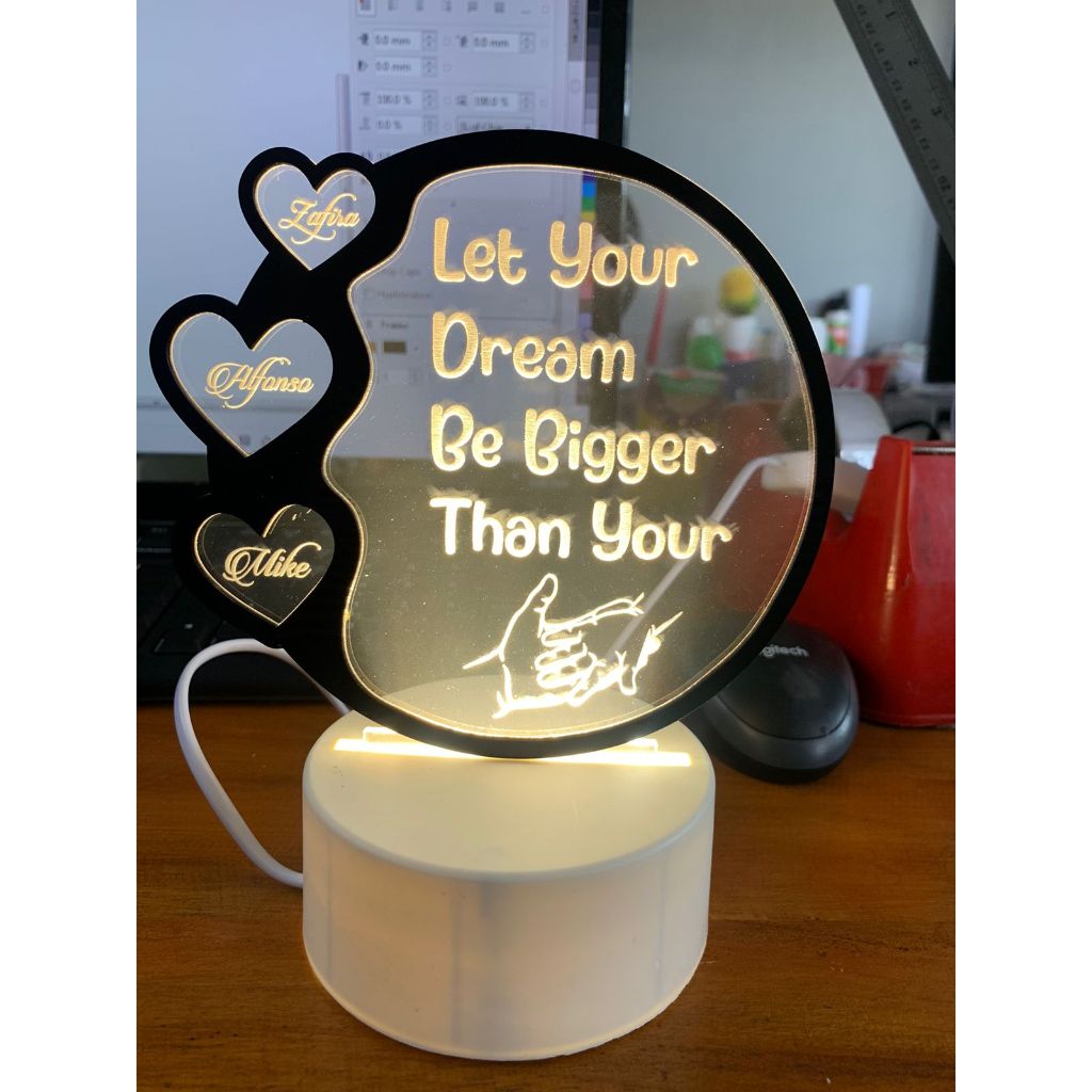 Lampu Tidur Akrilik / Dekorasi Kamar/ Lampu Hampers