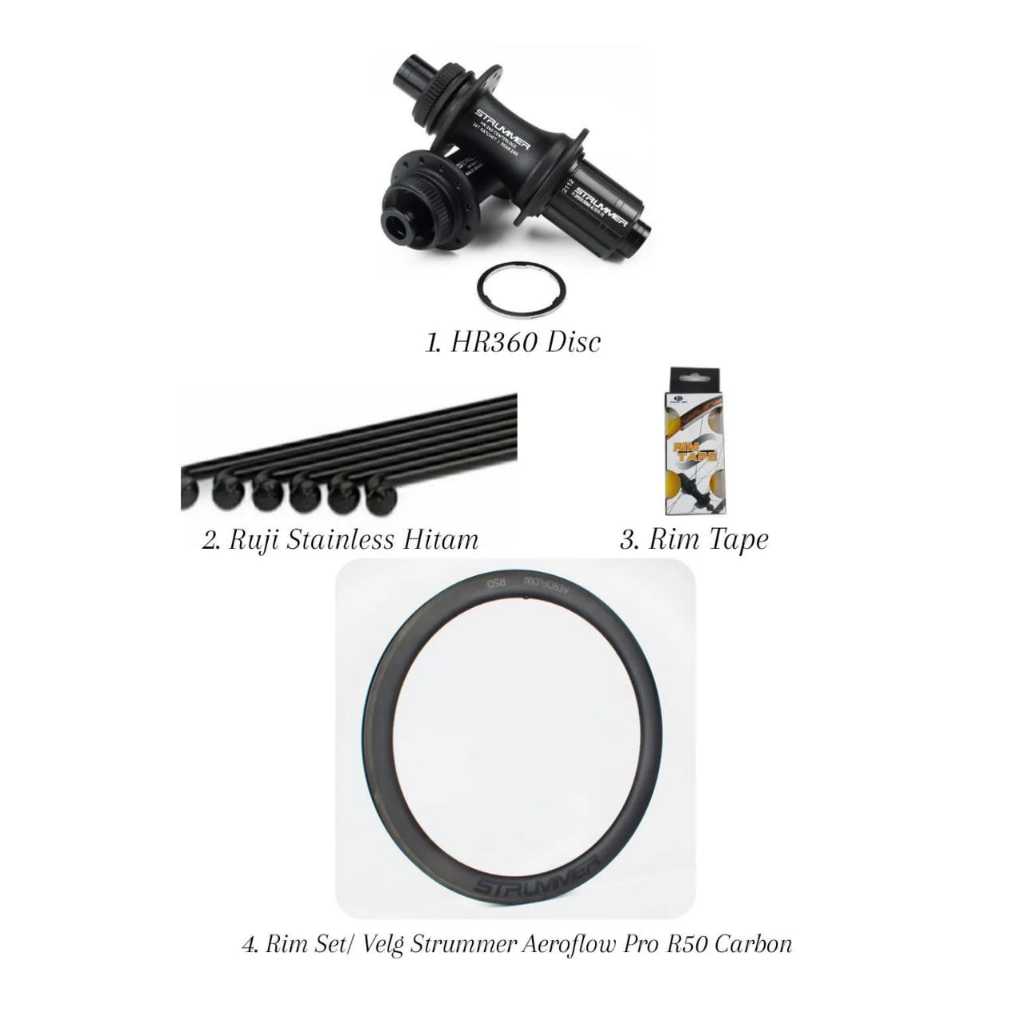 WHEELSET STRUMMER AEROFLOW PRO D50 CARBON 700C DISC BRAKE CAKRAM