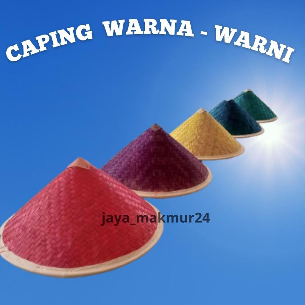 topi caping anak warna warni / caping bambu petani
