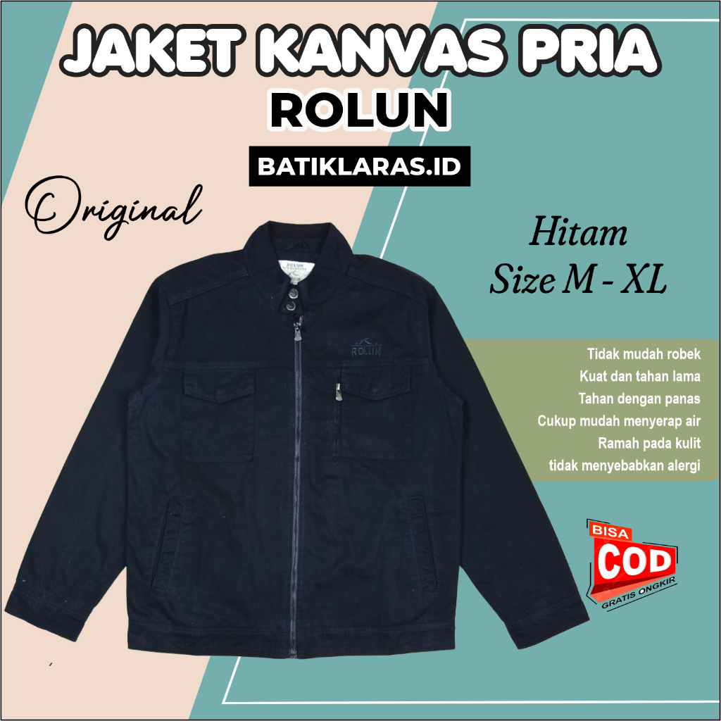 Jaket Original Rolun Kanvas Hitam JK0670