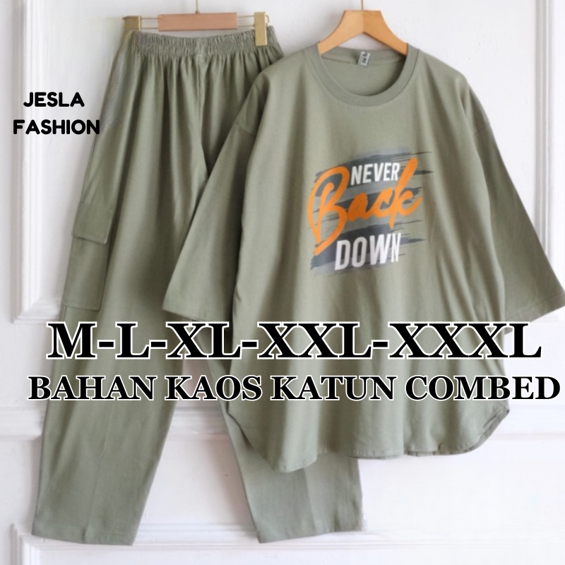 Setelan Wanita Jumbo Terbaru Yuna Set BO Size M L XL XXL XXXL LD 100-130 CM Bahan Kaos Katun Combed 