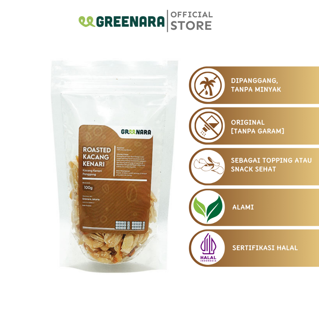 

Greenara - Kacang Kenari Panggang 100gr / Roasted Kenari Nuts