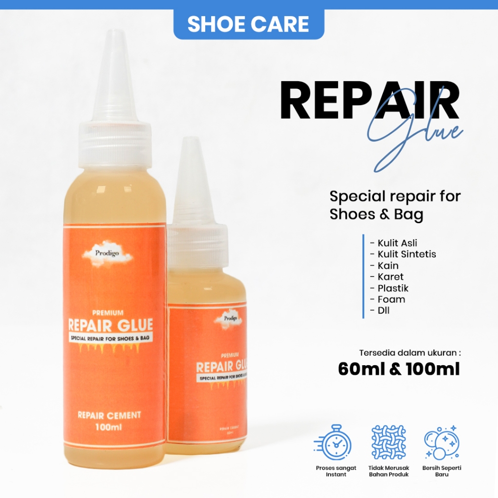 LEM SEPATU 60ml dan 100ml - REPAIR GLUE perekat  suede canvas leather nubuck semua sepatu