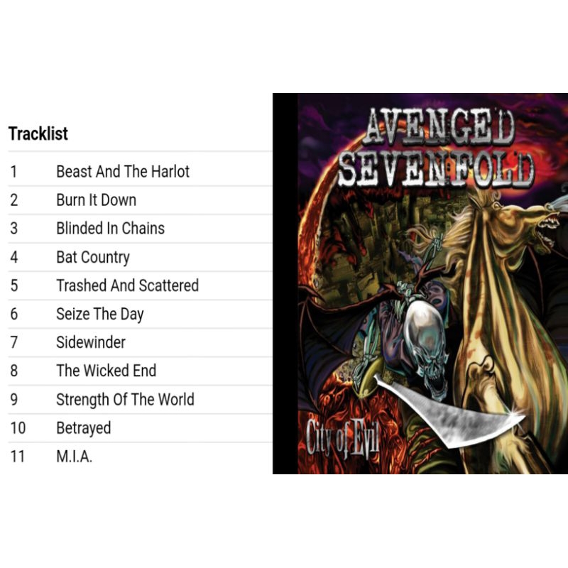 avenged sevenfold cd album city of evil 2005