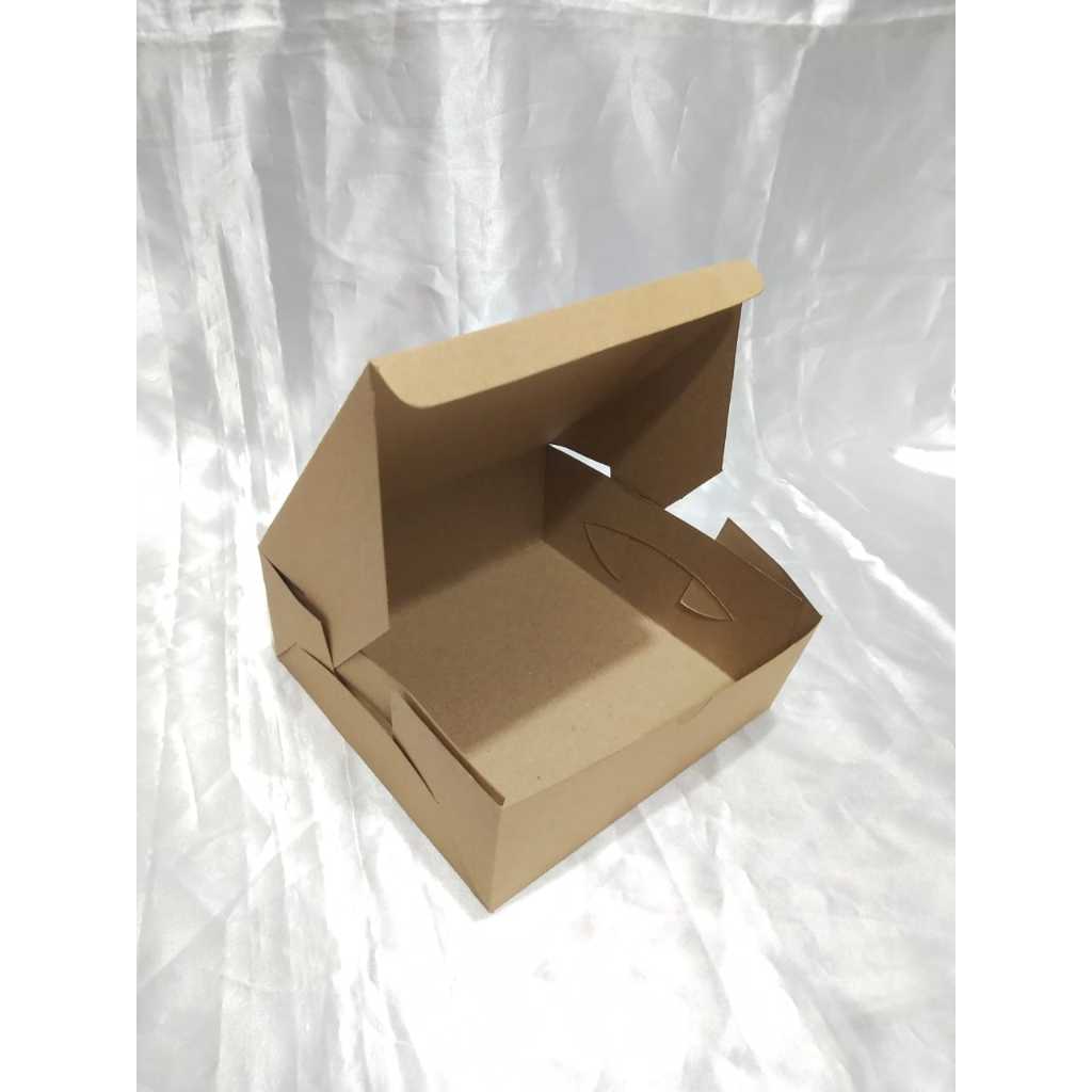 

ISI 10 PC - SIZE 18X18 /20X20 BOX DUS - KOTAK NASI - LUNCH BOX - kraft & putih polos