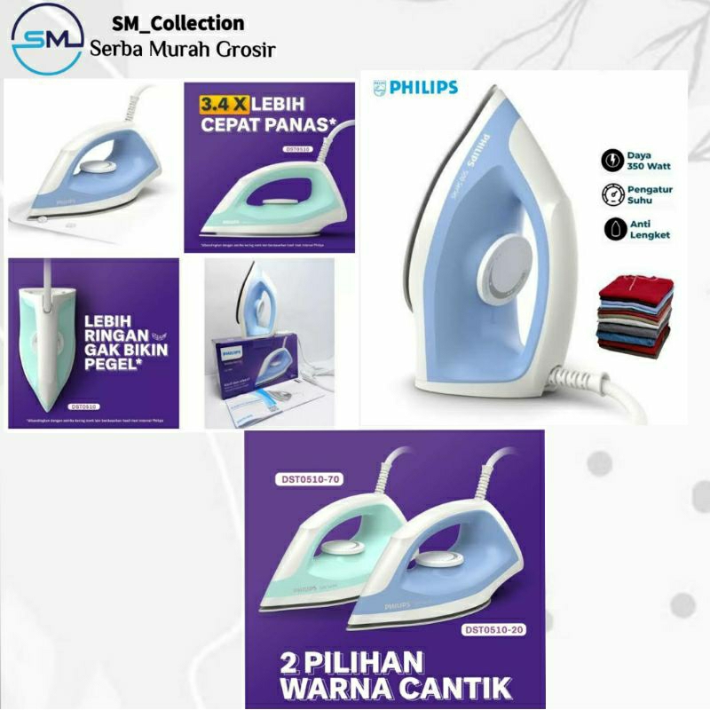 Setrika Listrik/Setrika gosokan/Setrika pakaian/Setrika philips seri 500/DST 0510-20