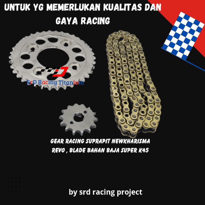 GEAR GIR SET SUPRAPIT NEW BLADE REVO ABAS KHARISMA SUPRA X 125 RACING 38-14 DAN 40-14 SUPER RANTAI G