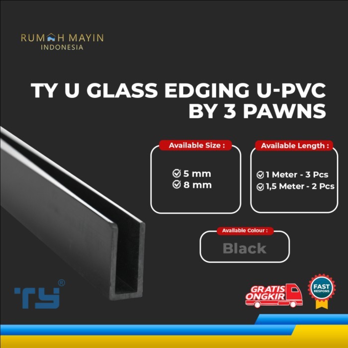 TY U Glass Edging U-PVC by 3 Pawns - Black