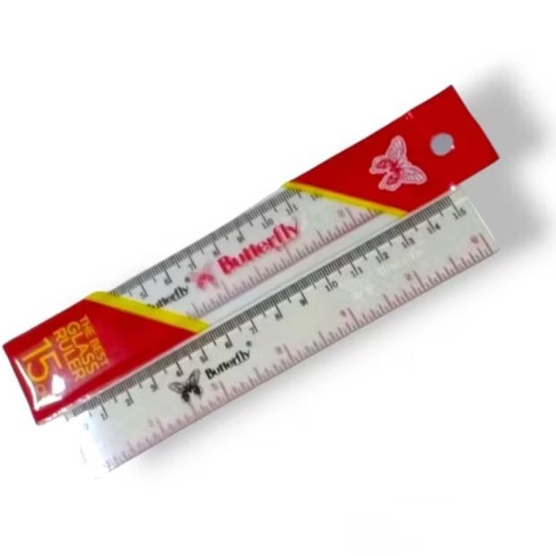 

penggaris butterfly 15 cm Rol mistar plastik akrilik( 1 pcs)