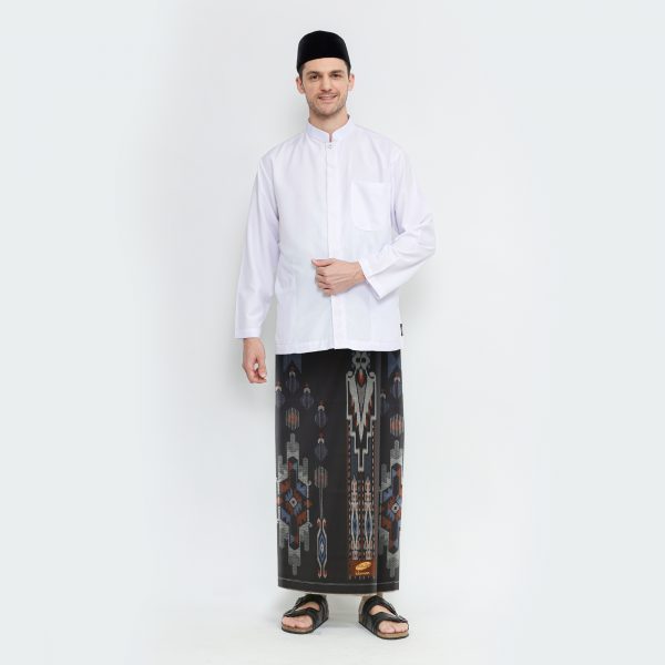 Sarung ATLAS Idaman 555 Kembang Motif BHS GSC 01 Warna Hitam Orange