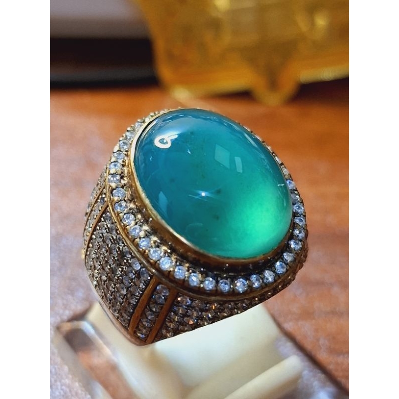 Cincin Batu Bacan Gulau Tanjung Giwang Perak Mewah