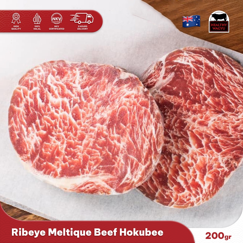 

Hokubee Ribeye Meltique Australia 200-250gr Healthy Wagyu