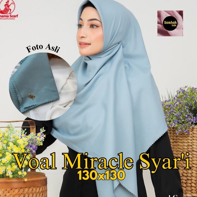 HIJAB Syar’i VOAL MIRACLE PLAIN LOGO UMAMA Jumbo 130 x 130 CM  Premium