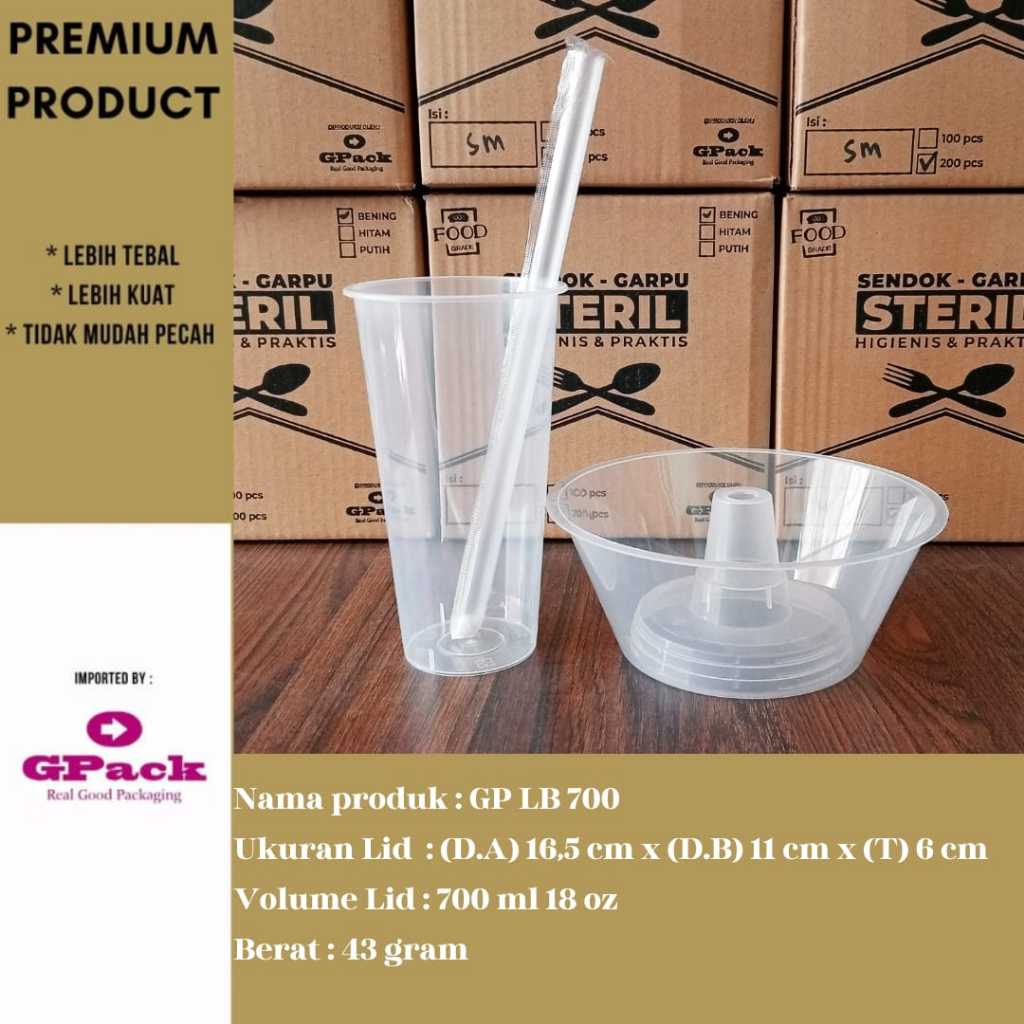 LID CUP BOWL 700 ML / TUTUP CUP KOMBINASI MAKANAN DAN MINUMAN (GP-LB700)