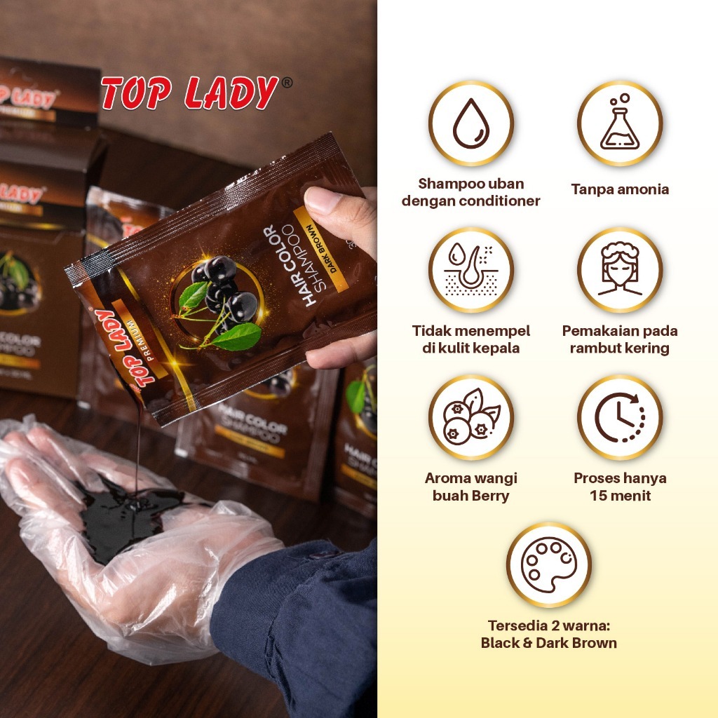 TOP LADY PREMIUM HAIR COLOR SHAMPOO SACHET