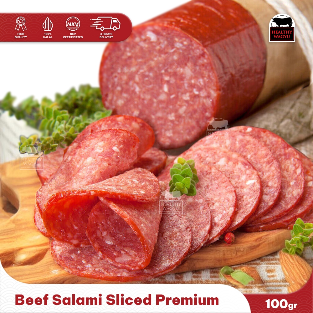 

Beef Salami Sliced Daging Sapi Salami Pizza Halal 100gr Healthy Wagyu