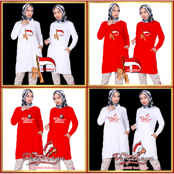 KAOS TUNIK WANITA 17 AGUSTUS  MERAH PUTIH