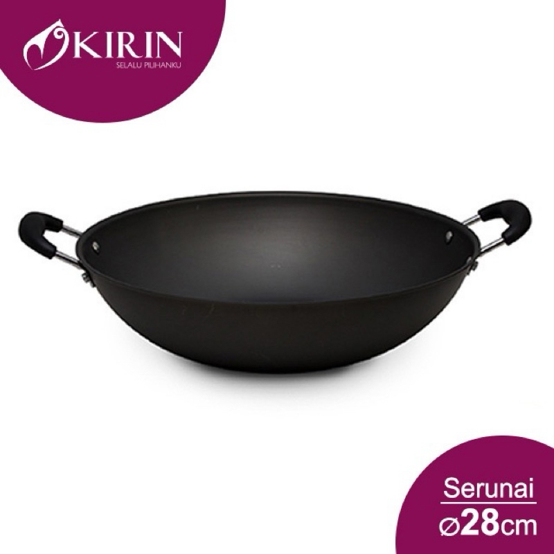 WOK KIRIN SERUNAI HITAM 28CM | WAJAN PENGGORENGAN KIRIN 28CM