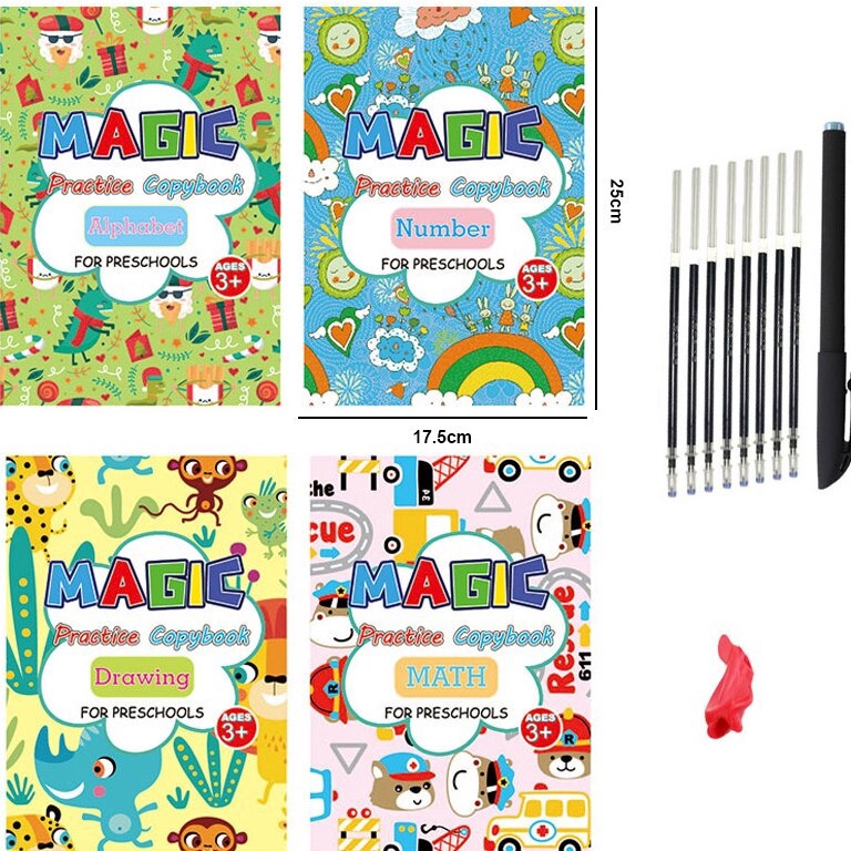 

1set 4 Buku Magic Pratice Book Buku Anak Belajar Menulis Buku 3D BESAR KODE J2S4