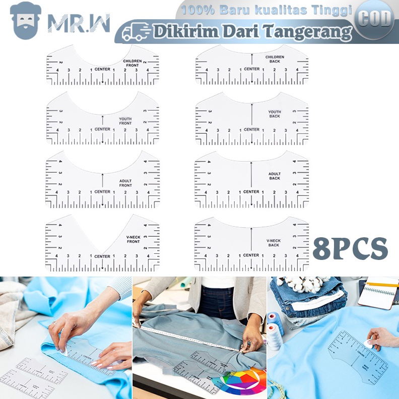 

Transparent TShirt Ruler 8pcs V Neck TShirt Alignment Tool For Center DesignPenguasa Panduan Tshirt KODE X9W6