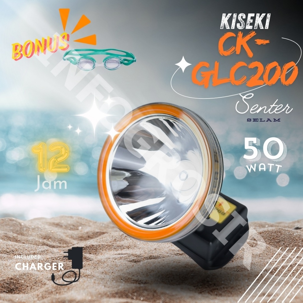 Senter Kepala Selam KISEKI CK-GLC200 50 Watt Cahaya Putih Kiseki CKGLC200