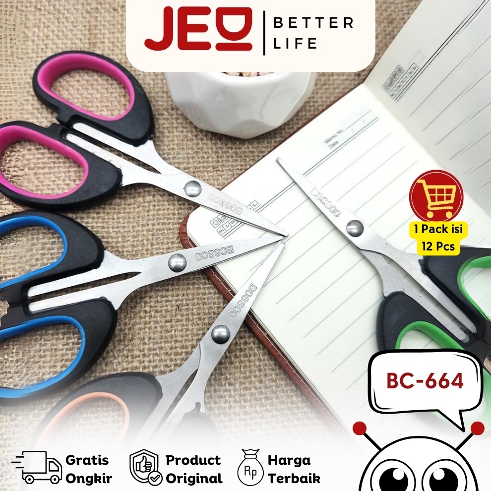 

1 lembar 12 pcs Gunting Scissors BOSSCO B664 5 inch KODE Z7M3