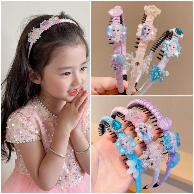 Bando Rambut Anak Motif Frozen Elsa Salju / Aksesoris Rambut Anak Mewah / Bando Frozen Elsa  Anak-an