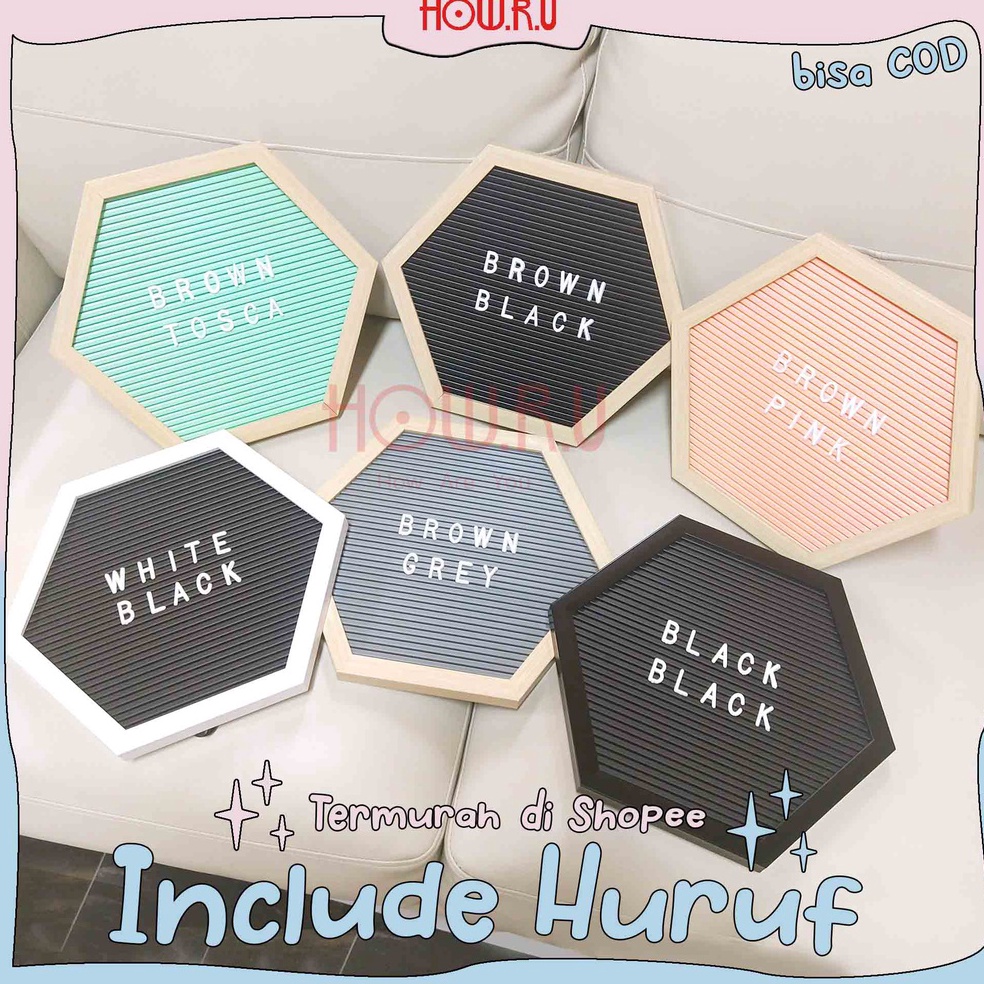 

HOWRU Hexa Letter Board Sudah Include Huruf Papan Nama Bayi Papan Menu Dekorasi Rumah Viral 28x3 cm KODE D2Z2