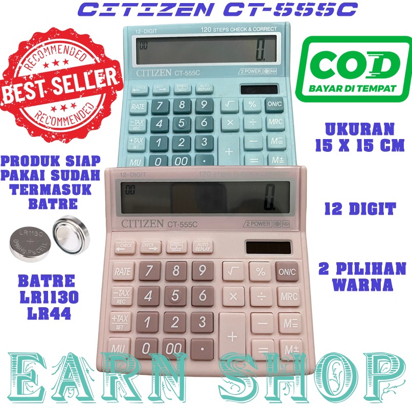 

KALKUKATOR FANCY WARNA WARNI CITIZEN CT 555C CT555C CT555 KODE W6J6